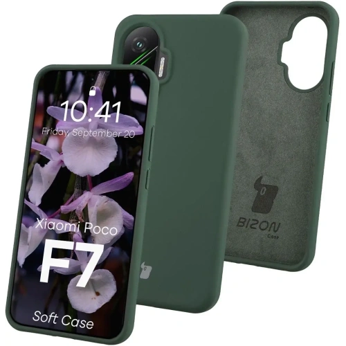 Silikonowe etui Bizon Soft Case do Xiaomi POCO F7 ciemnozielone