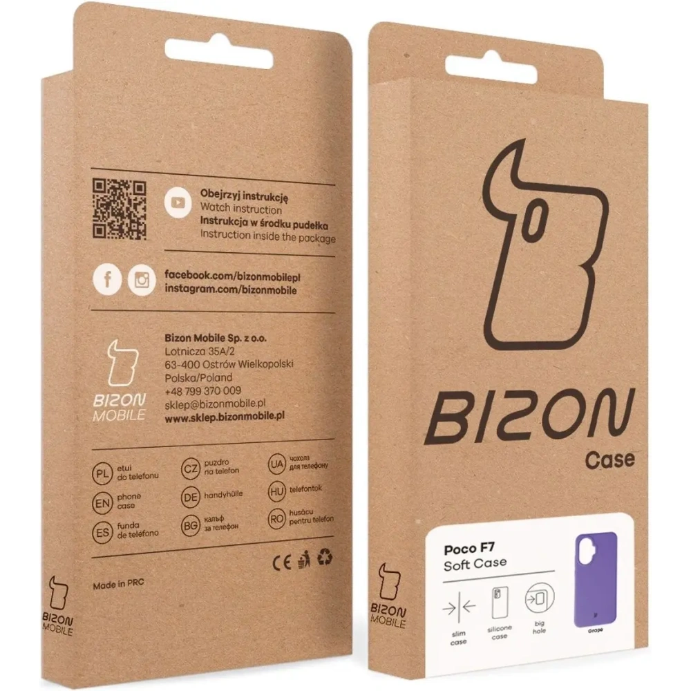 Silikonowe etui Bizon Soft Case do Xiaomi POCO F7 fioletowe