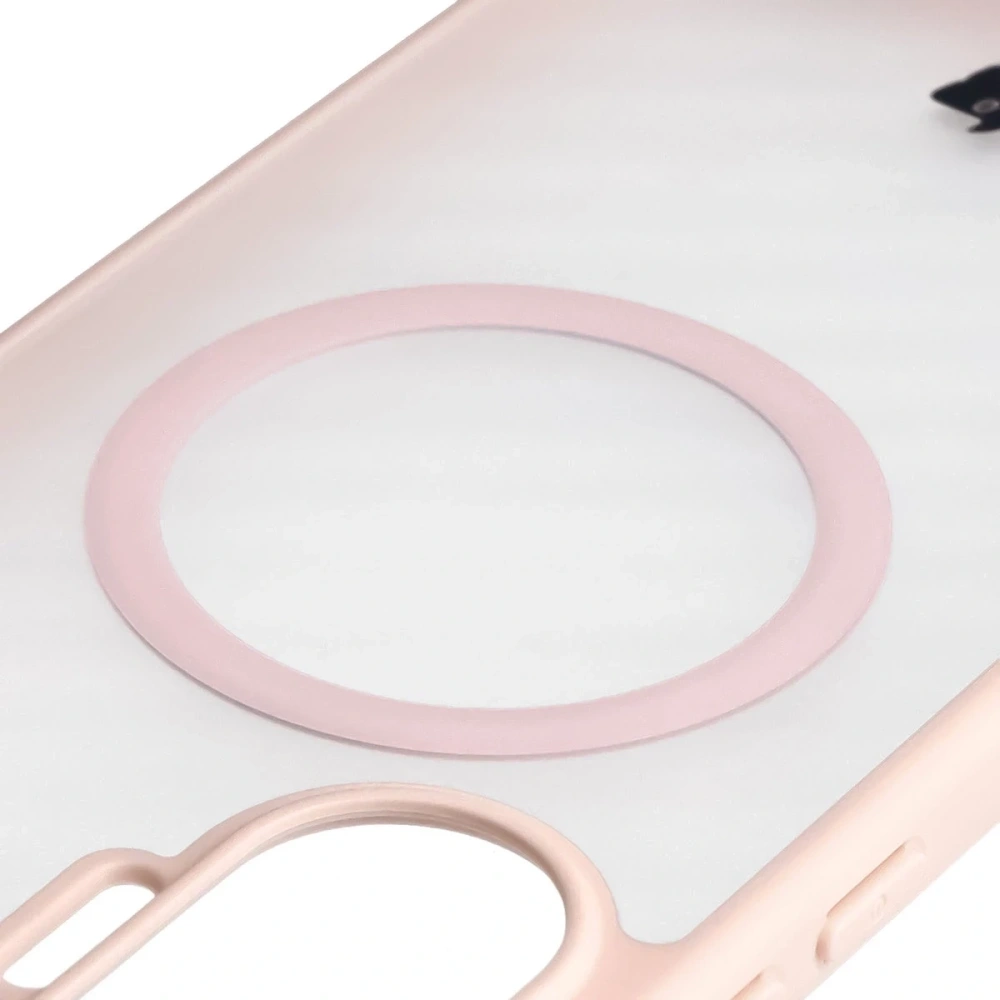 Etui z pierścieniem magnetycznym Bizon Case MatteO do Xiaomi POCO F7 przydymione-różowe