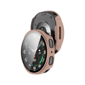 Etui ze szkłem do zegarka Bizon Case+Glass Watch do Samsung Galaxy Watch 8 40mm różowe