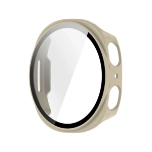 Etui ze szkłem do zegarka Bizon Case+Glass Watch do Samsung Galaxy Watch 8 40mm beżowe