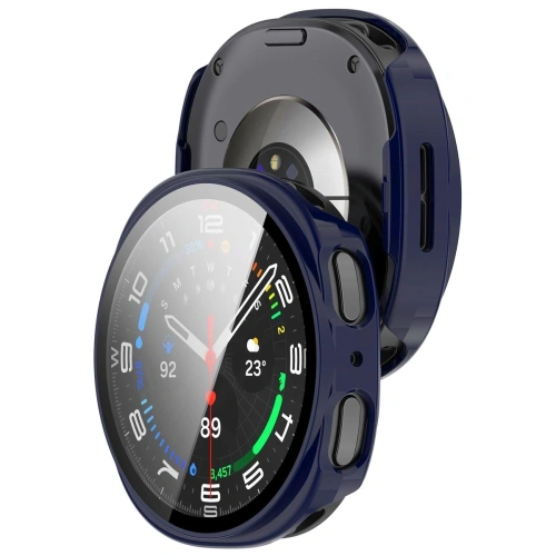 Etui ze szkłem do zegarka Bizon Case+Glass Watch do Samsung Galaxy Watch 8 40mm niebieskie