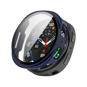 Etui ze szkłem do zegarka Bizon Case+Glass Watch do Samsung Galaxy Watch 8 40mm niebieskie