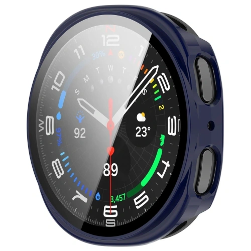Etui ze szkłem do zegarka Bizon Case+Glass Watch do Samsung Galaxy Watch 8 40mm niebieskie