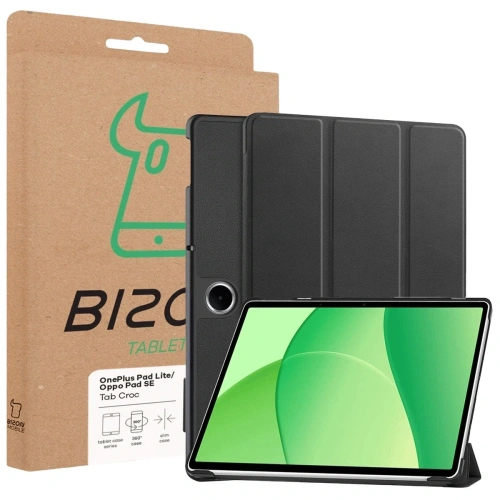 Etui z klapką Bizon Case Tab Croc do OnePlus Pad Lite / Oppo Pad SE czarne