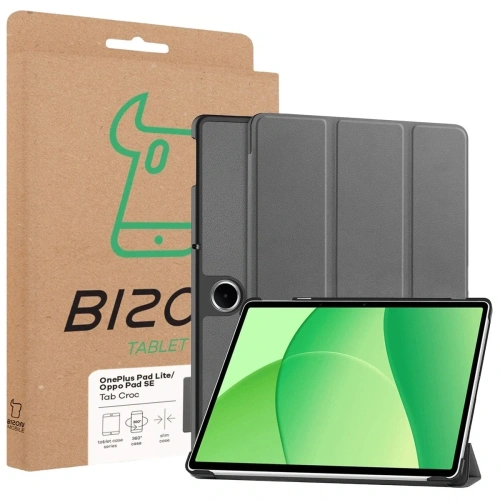 Etui z klapką Bizon Case Tab Croc do OnePlus Pad Lite / Oppo Pad SE szare