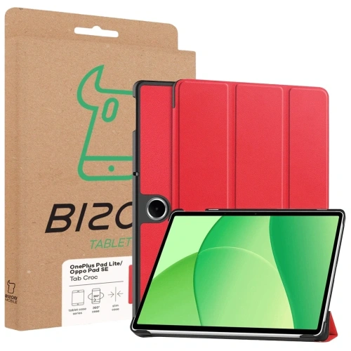 Etui z klapką Bizon Case Tab Croc do OnePlus Pad Lite / Oppo Pad SE czerwone