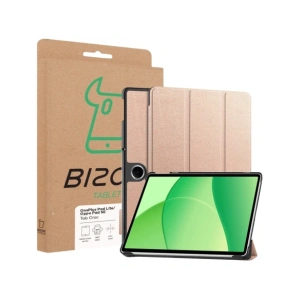 Etui z klapką Bizon Case Tab Croc do OnePlus Pad Lite / Oppo Pad SE różowozłote