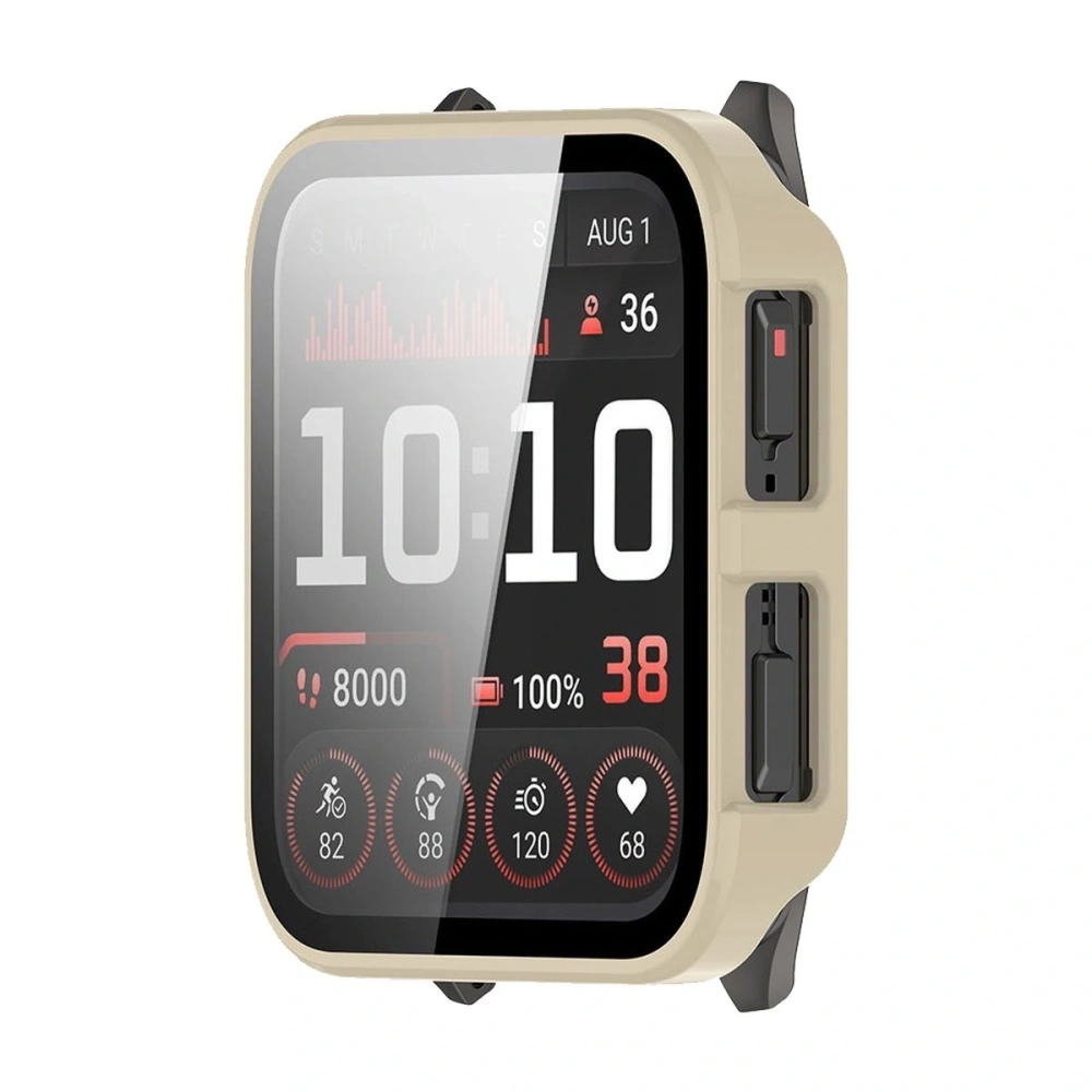 Etui ze szkłem do zegarka Bizon Case+Glass Watch do Garmin Venu X1 beżowe