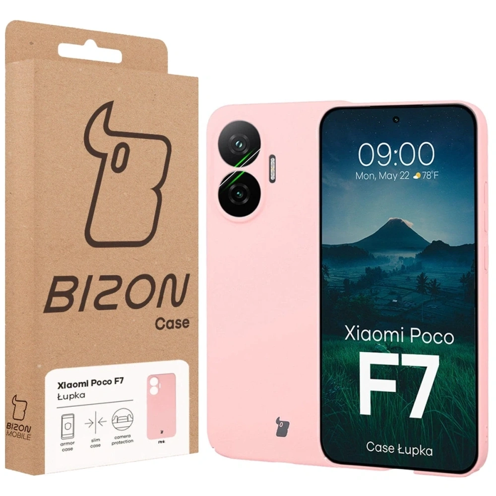 Etui Bizon Case Łupka do Xiaomi POCO F7 różowe