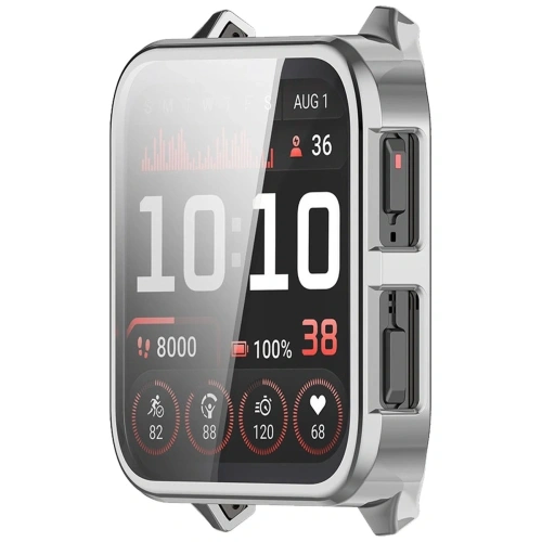 Etui z osłoną ekranu Bizon Case Watch Felipe do Garmin Venu X1 srebrne