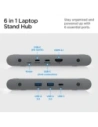Stojak Spigen LD204H Laptop Stand USB-C Hub 6w1: 100W ładowanie, HDMI 4K, 2x USB-A, transfer 5Gb/s Space Grey