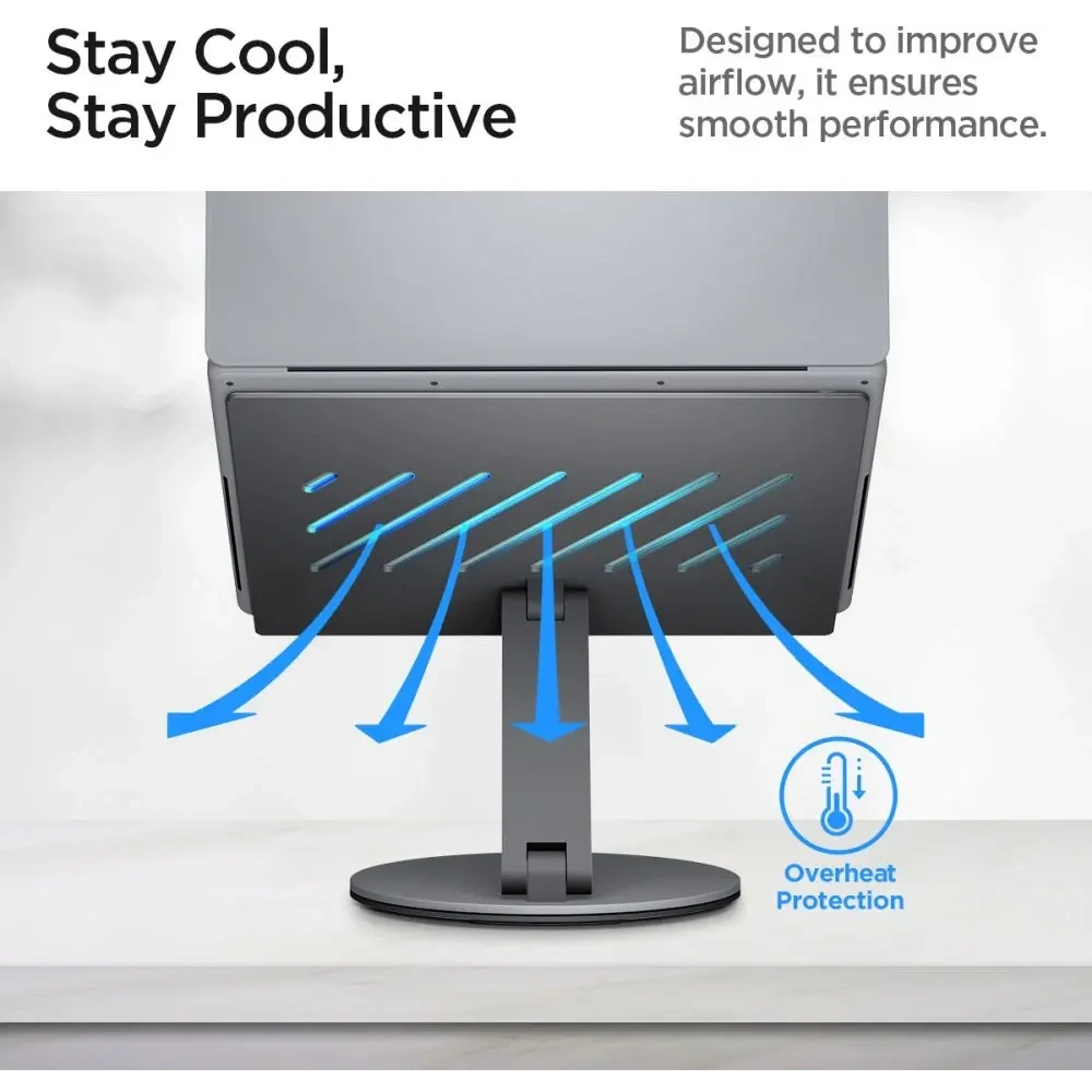 Stojak Spigen LD204H Laptop Stand USB-C Hub 6w1: 100W ładowanie, HDMI 4K, 2x USB-A, transfer 5Gb/s Space Grey