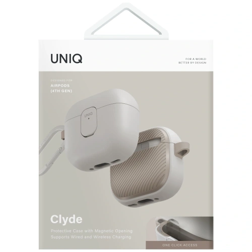 Etui UNIQ Clyde do Apple AirPods 4 Lock Case beżowy