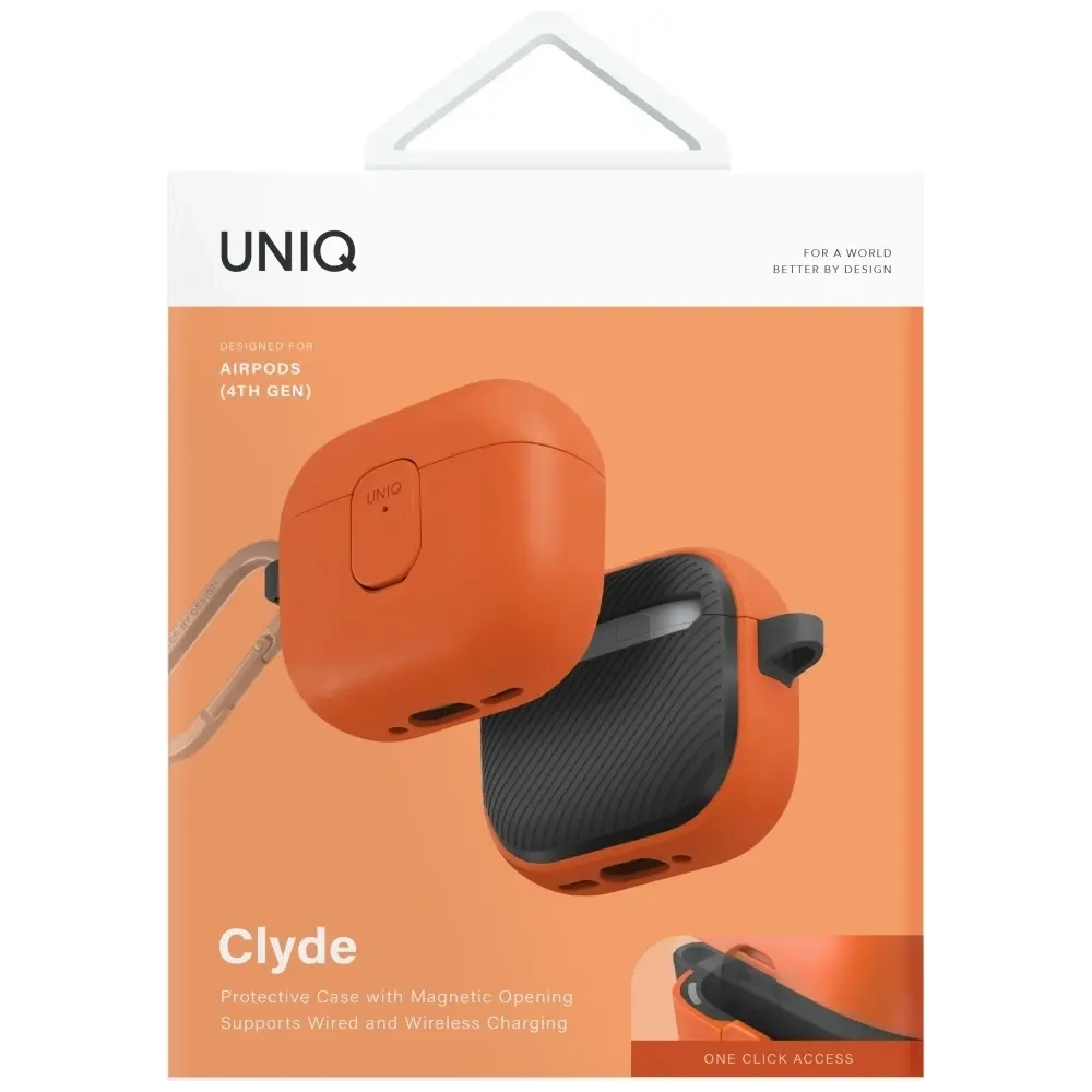Etui UNIQ Clyde do Apple AirPods 4 Lock Case pomarańczowy