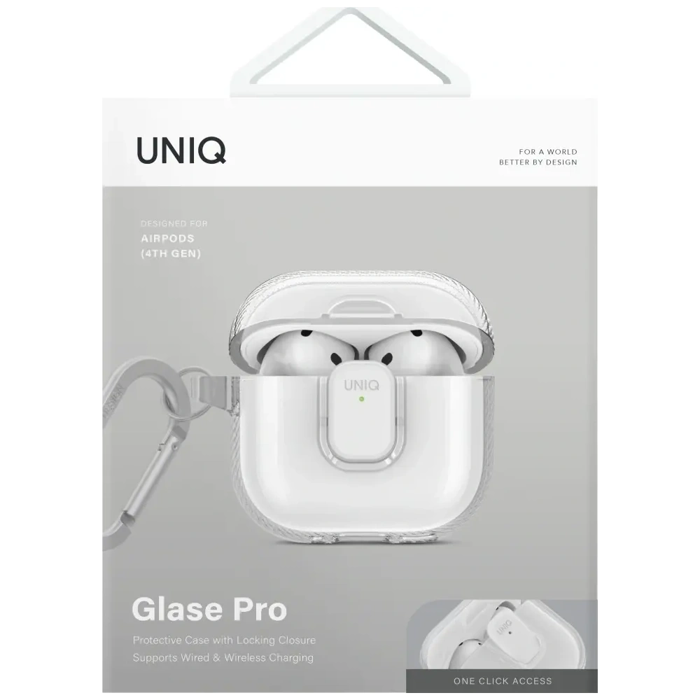 Etui UNIQ Glase Pro do Apple AirPods 4 Lock Case przezroczysty