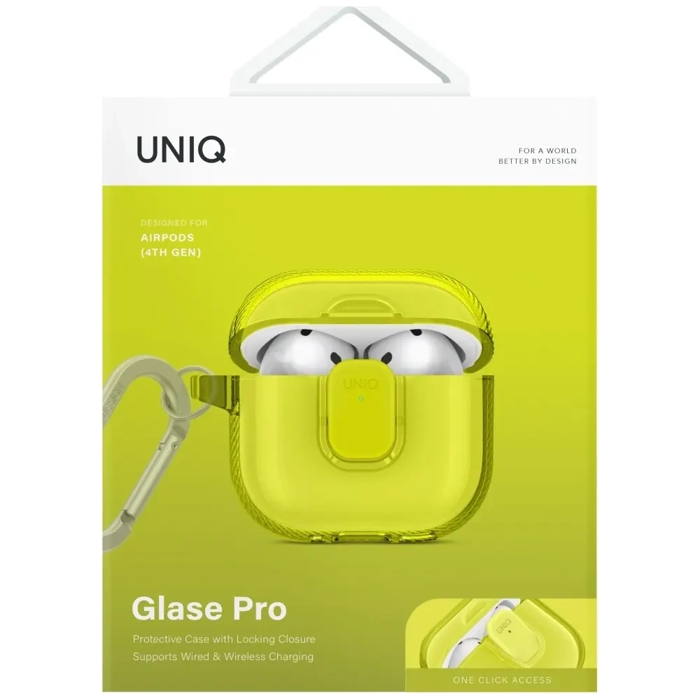 Etui UNIQ Glase Pro do Apple AirPods 4 Lock Case żółty