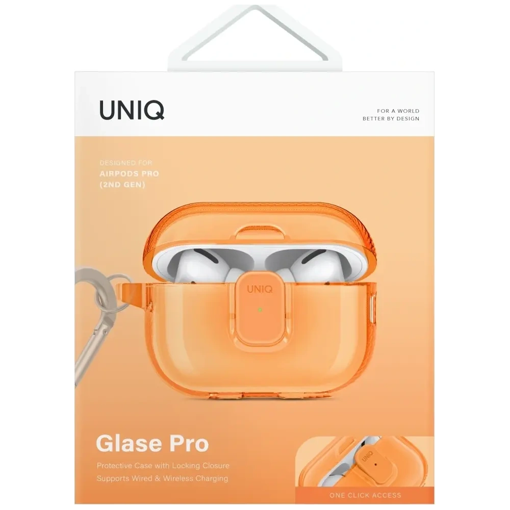 Etui UNIQ Glase Pro do Apple AirPods Pro 2 Lock Case pomarańczowy