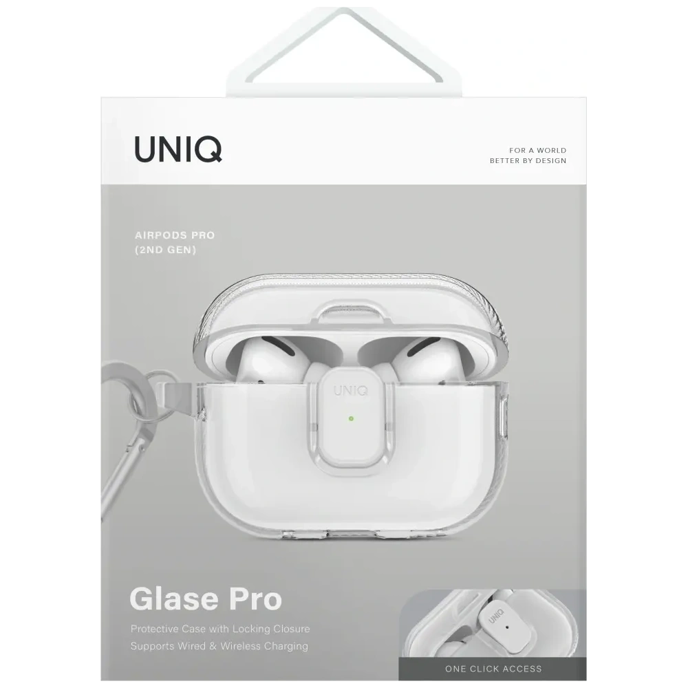 Etui UNIQ Glase Pro do Apple AirPods Pro 2 Lock Case przezroczysty