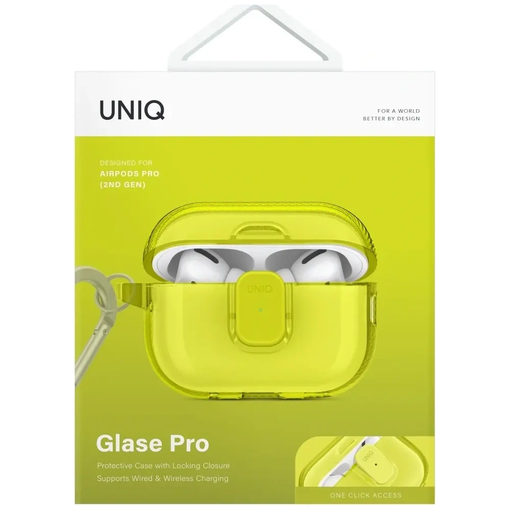 Etui UNIQ Glase Pro do Apple AirPods Pro 2 Lock Case żółty