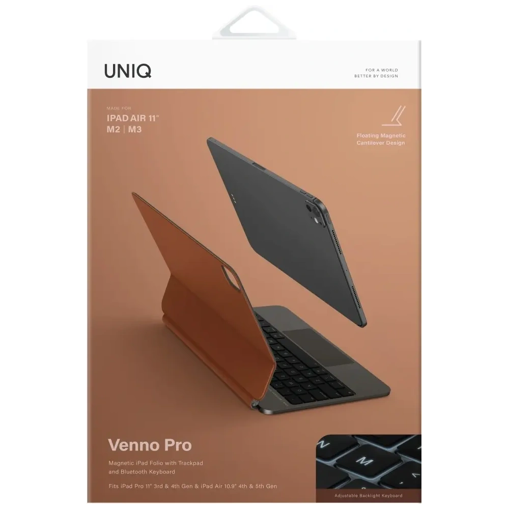 Etui UNIQ Venno Pro Magnetic Smart z klawiaturą do Apple iPad Air 11" 2024/2025 / iPad Air 10.9" 2022/2020 / iPad Pro 11" 2022/2021 caramel