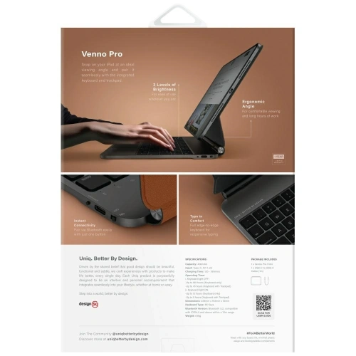 Etui UNIQ Venno Pro Magnetic Smart z klawiaturą do Apple iPad Air 11" 2024/2025 / iPad Air 10.9" 2022/2020 / iPad Pro 11" 2022/2021 caramel
