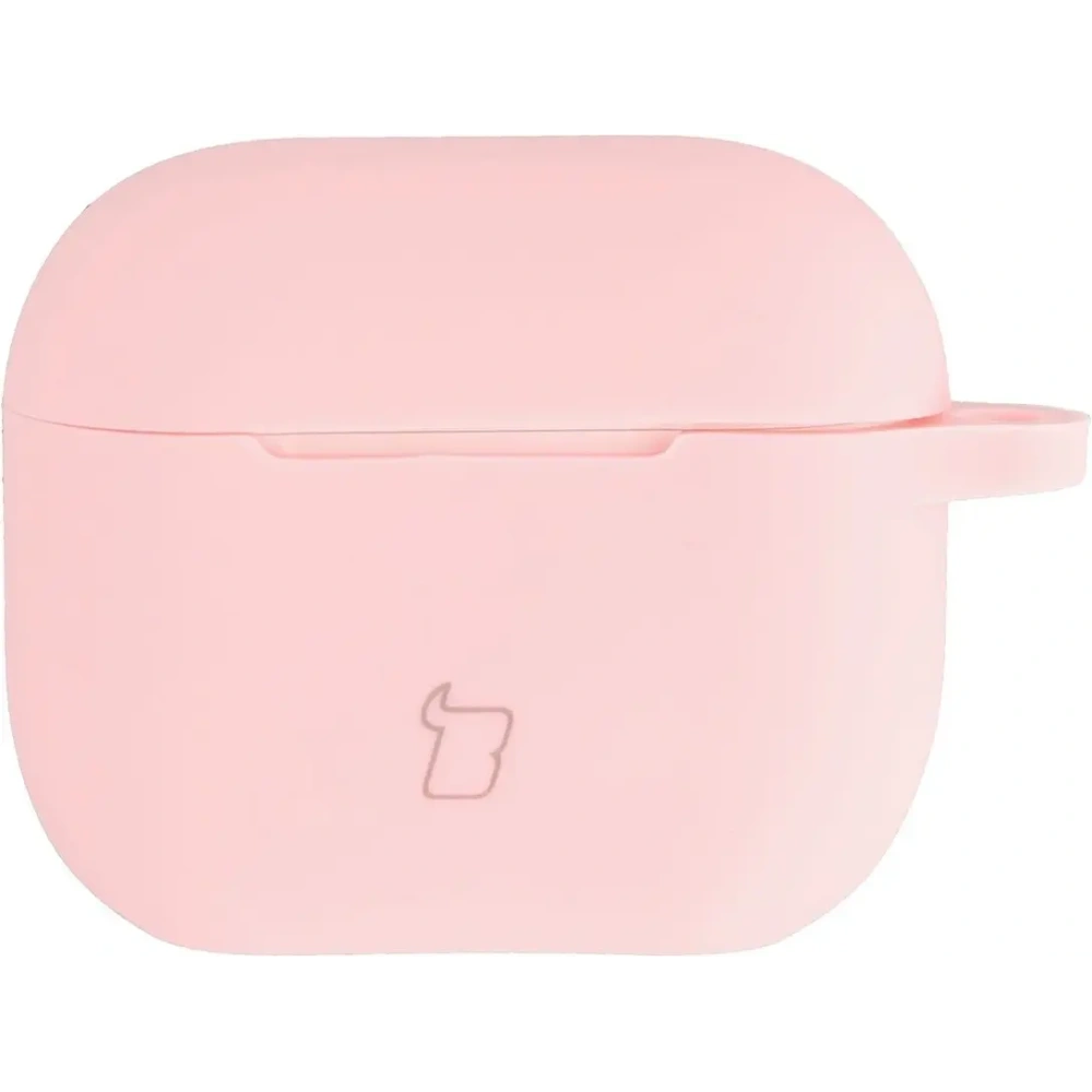 Silikonowe etui z karabińczykiem Bizon Case Headphone Silicone do Apple AirPods 3 jasnoróżowe
