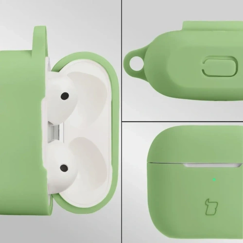 Silikonowe etui z karabińczykiem Bizon Case Headphone Silicone do Apple AirPods 3 jasnozielone