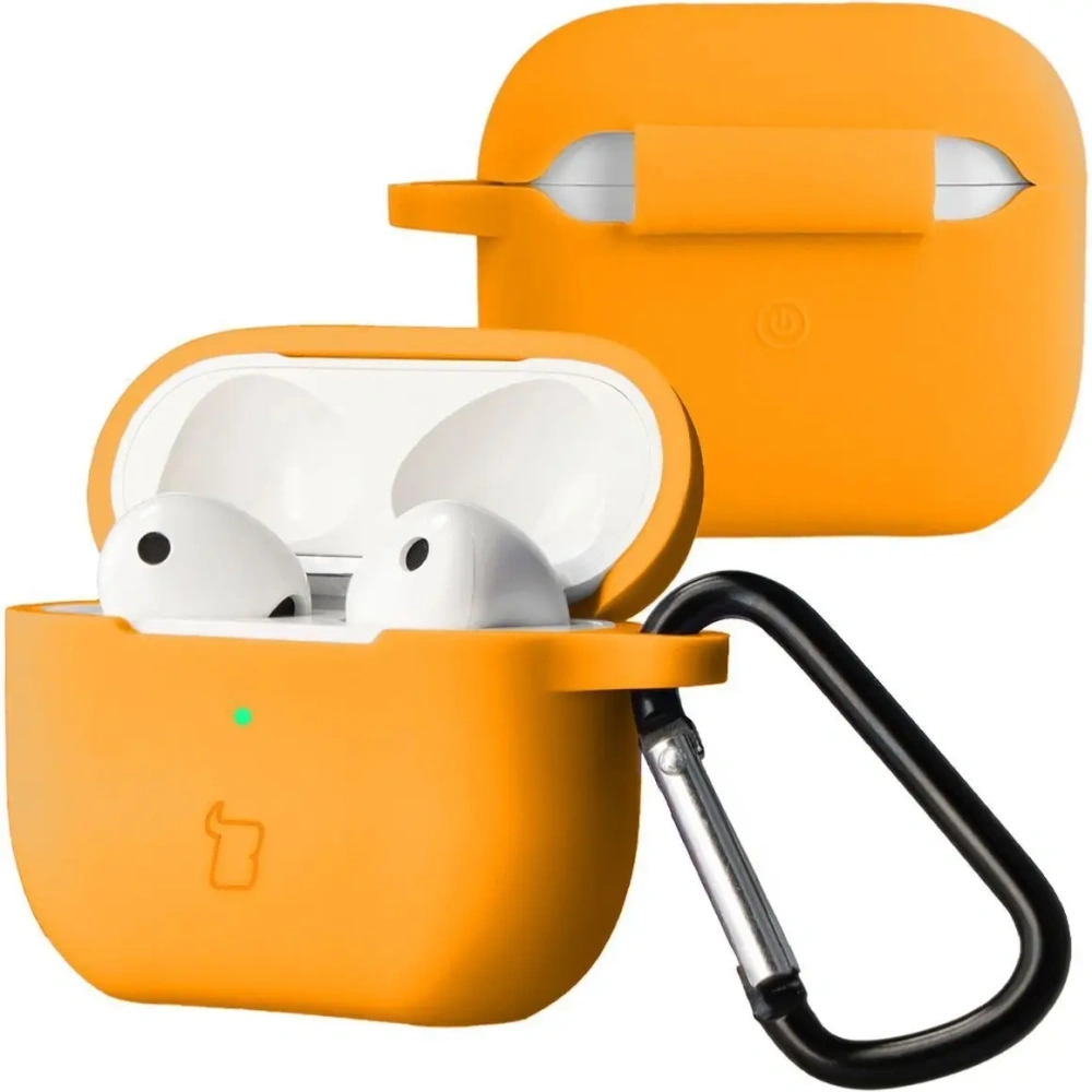 Silikonowe etui z karabińczykiem Bizon Case Headphone Silicone do Apple AirPods 3 marchewkowe