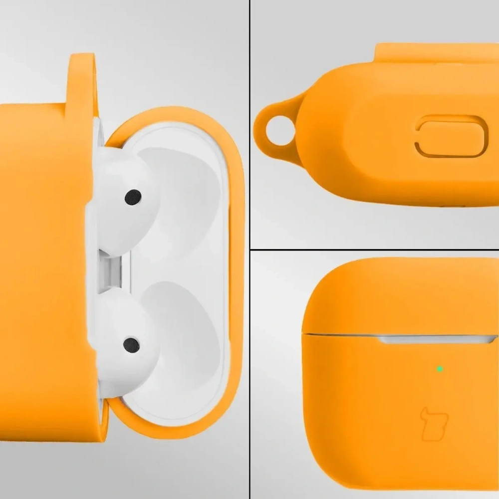 Silikonowe etui z karabińczykiem Bizon Case Headphone Silicone do Apple AirPods 3 marchewkowe