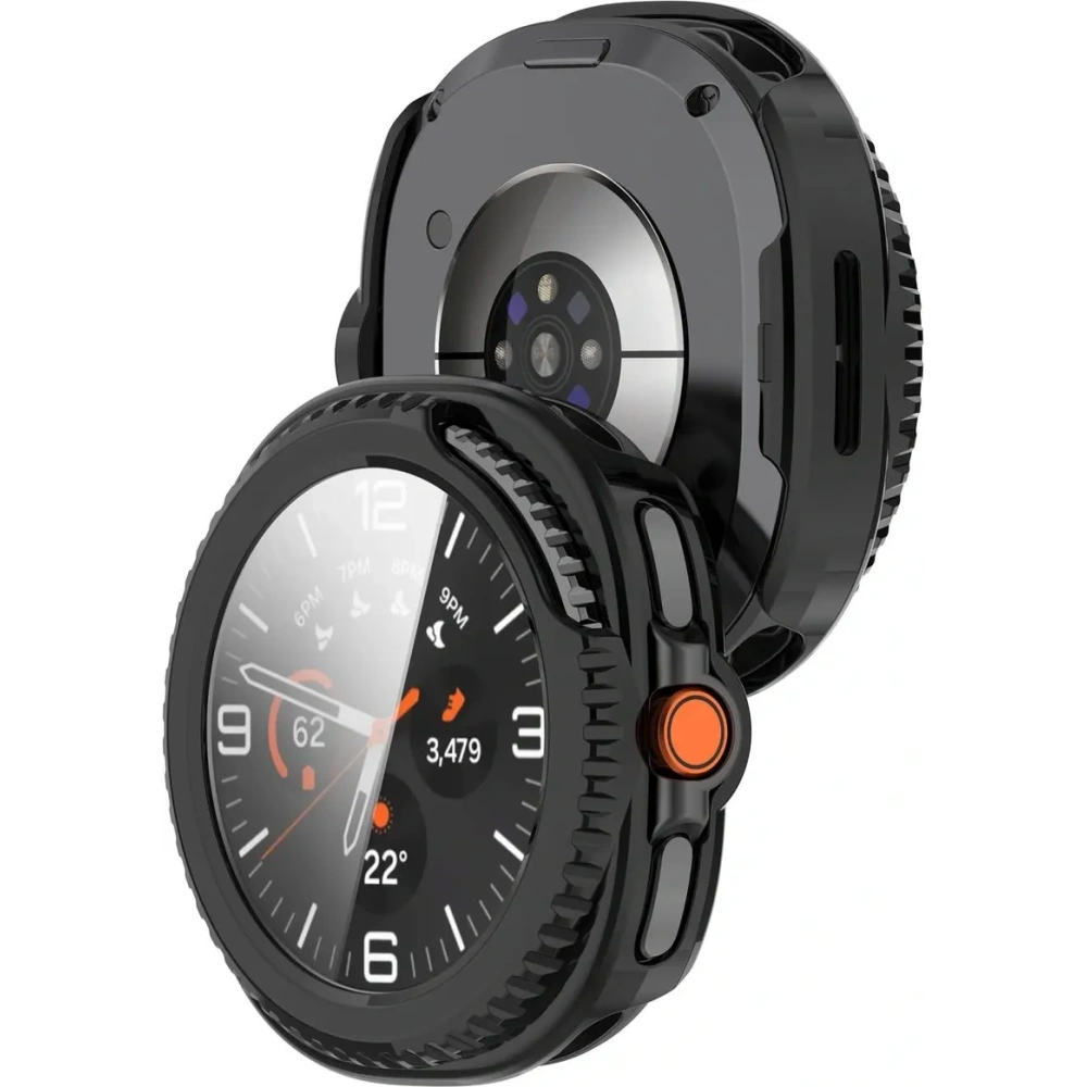 Etui ze szkłem do zegarka Bizon Case+Glass Watch do Samsung Galaxy Watch 8 Classic 46mm czarne