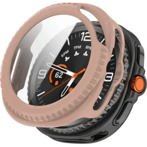 Etui ze szkłem do zegarka Bizon Case+Glass Watch do Samsung Galaxy Watch 8 Classic 46mm różowe