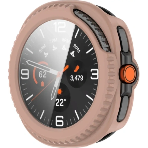 Etui ze szkłem do zegarka Bizon Case+Glass Watch do Samsung Galaxy Watch 8 Classic 46mm różowe