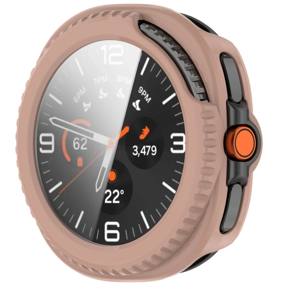 Etui ze szkłem do zegarka Bizon Case+Glass Watch do Samsung Galaxy Watch 8 Classic 46mm różowe