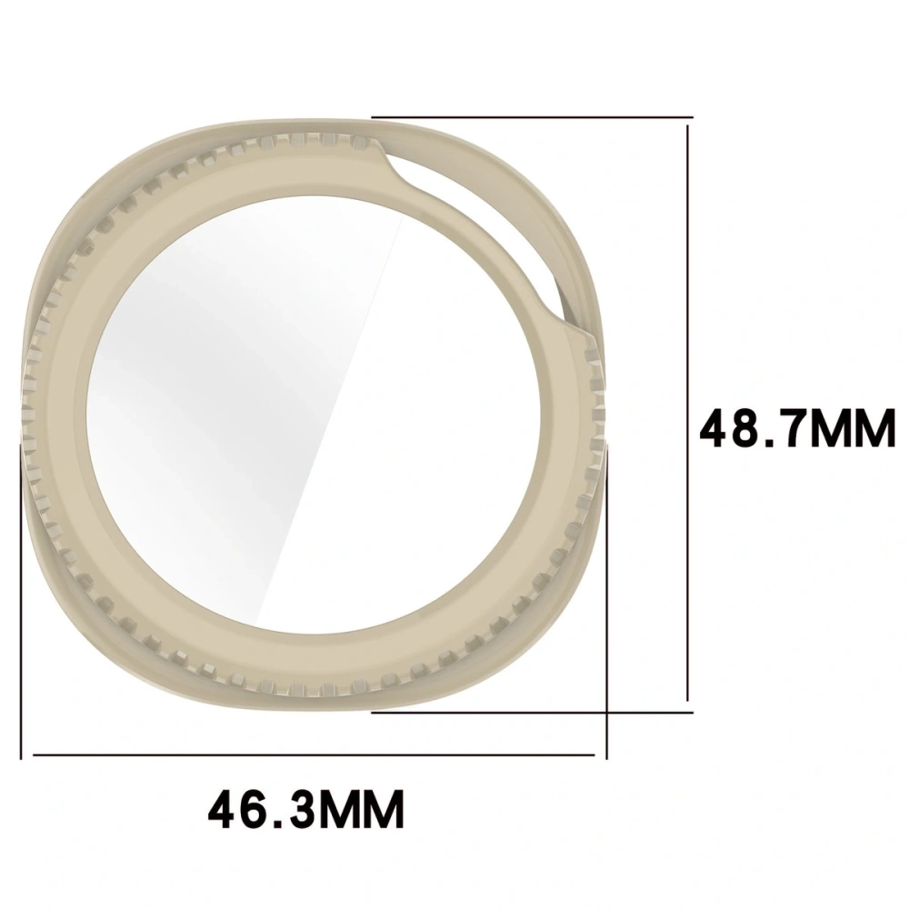 Etui ze szkłem do zegarka Bizon Case+Glass Watch do Samsung Galaxy Watch 8 Classic 46mm beżowe