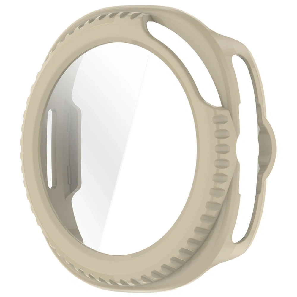 Etui ze szkłem do zegarka Bizon Case+Glass Watch do Samsung Galaxy Watch 8 Classic 46mm beżowe