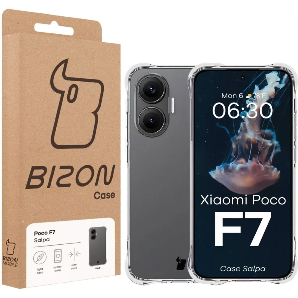 Elastyczne etui Bizon Case Salpa do Xiaomi POCO F7 przezroczyste