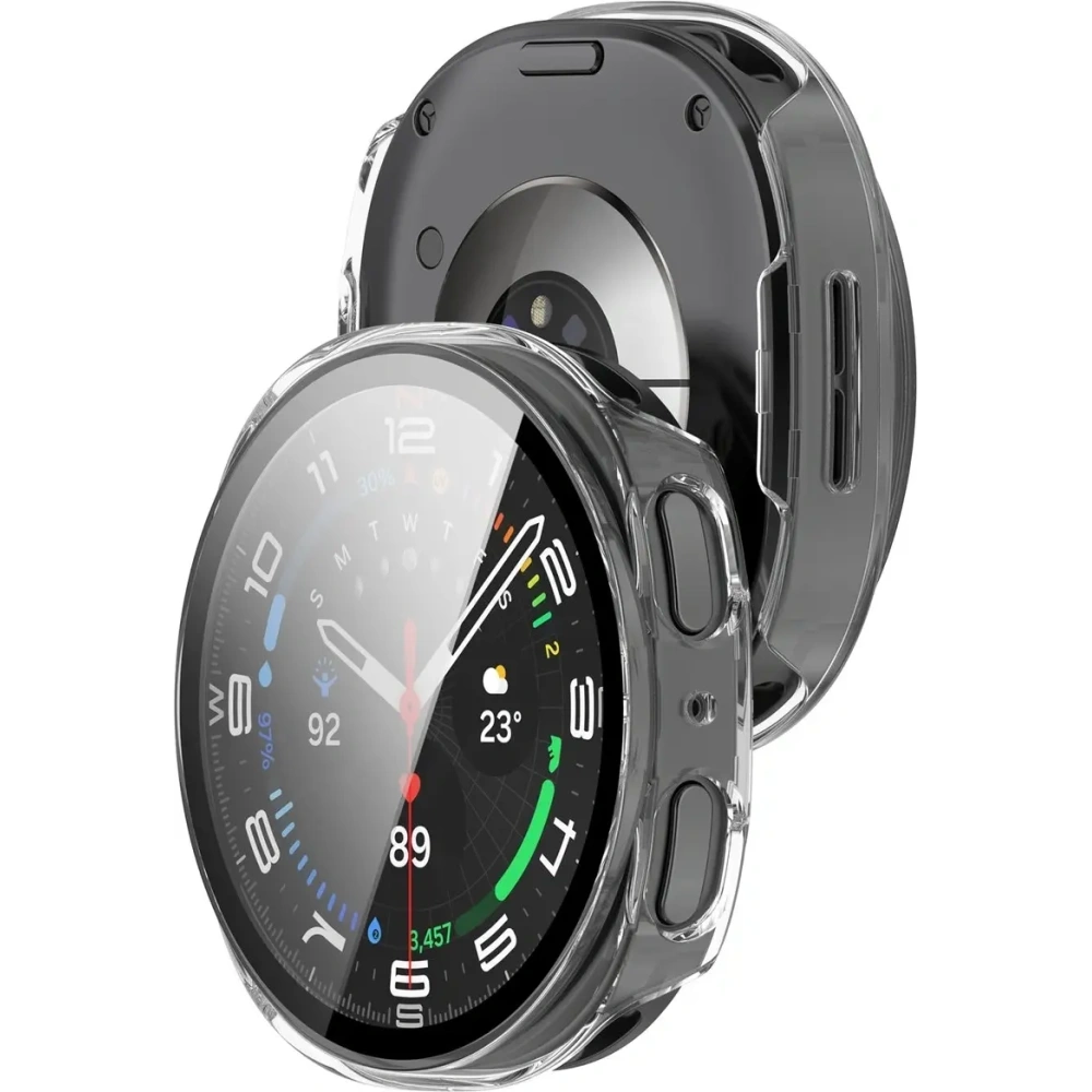 Etui ze szkłem do zegarka Bizon Case+Glass Watch do Samsung Galaxy Watch 8 40mm przeźroczyste