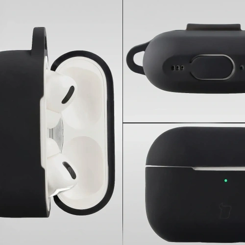 Silikonowe etui z karabińczykiem Bizon Case Headphone Silicone do Apple AirPods Pro 2 czarne