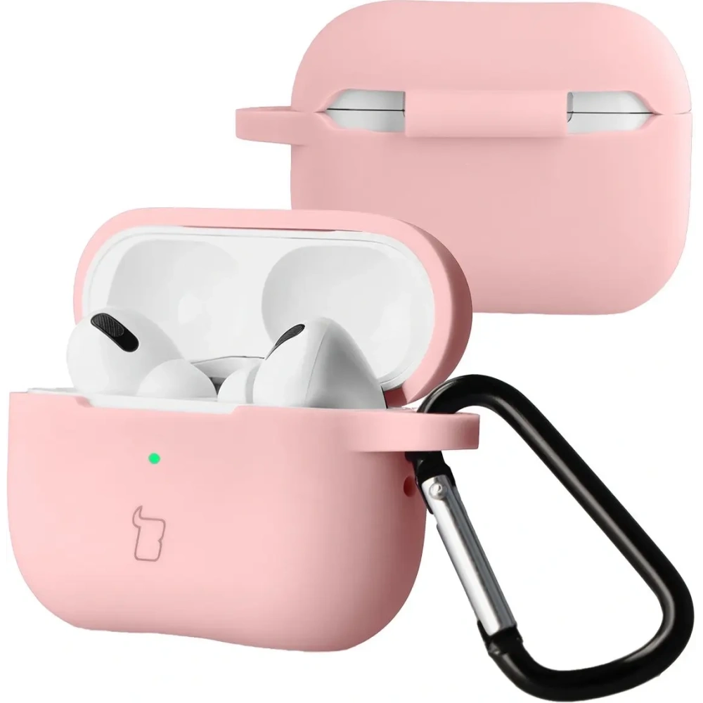 Silikonowe etui z karabińczykiem Bizon Case Headphone Silicone do Apple AirPods Pro 2 jasnoróżowe