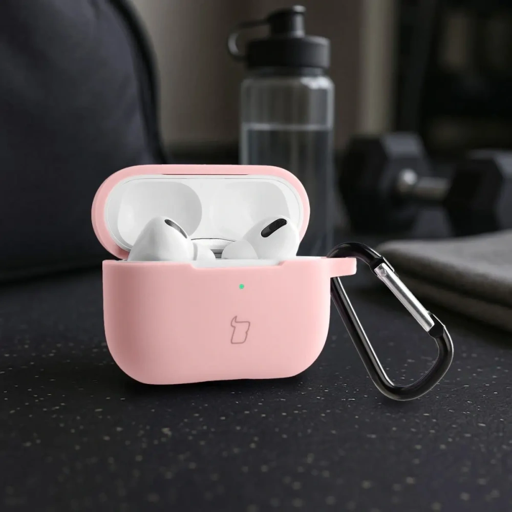 Silikonowe etui z karabińczykiem Bizon Case Headphone Silicone do Apple AirPods Pro 2 jasnoróżowe