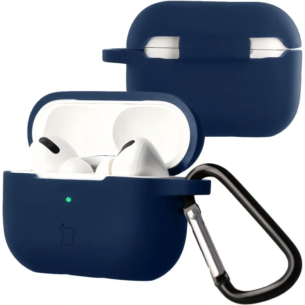Silikonowe etui z karabińczykiem Bizon Case Headphone Silicone do Apple AirPods Pro 2 granatowe