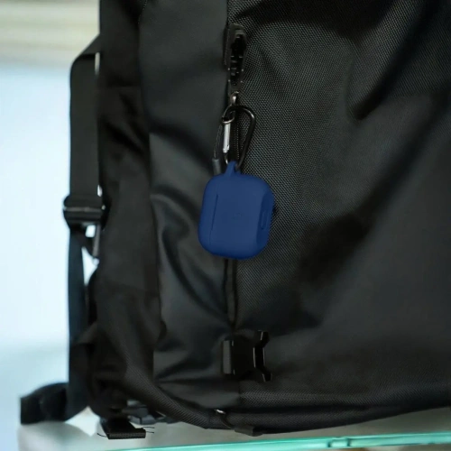 Silikonowe etui z karabińczykiem Bizon Case Headphone Silicone do Apple AirPods Pro 2 granatowe