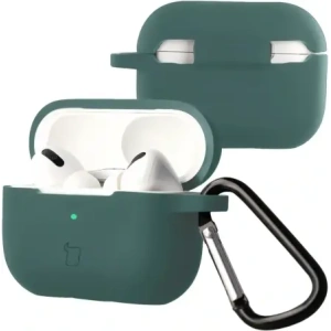 Silikonowe etui z karabińczykiem Bizon Case Headphone Silicone do Apple AirPods Pro 2 ciemnozielone