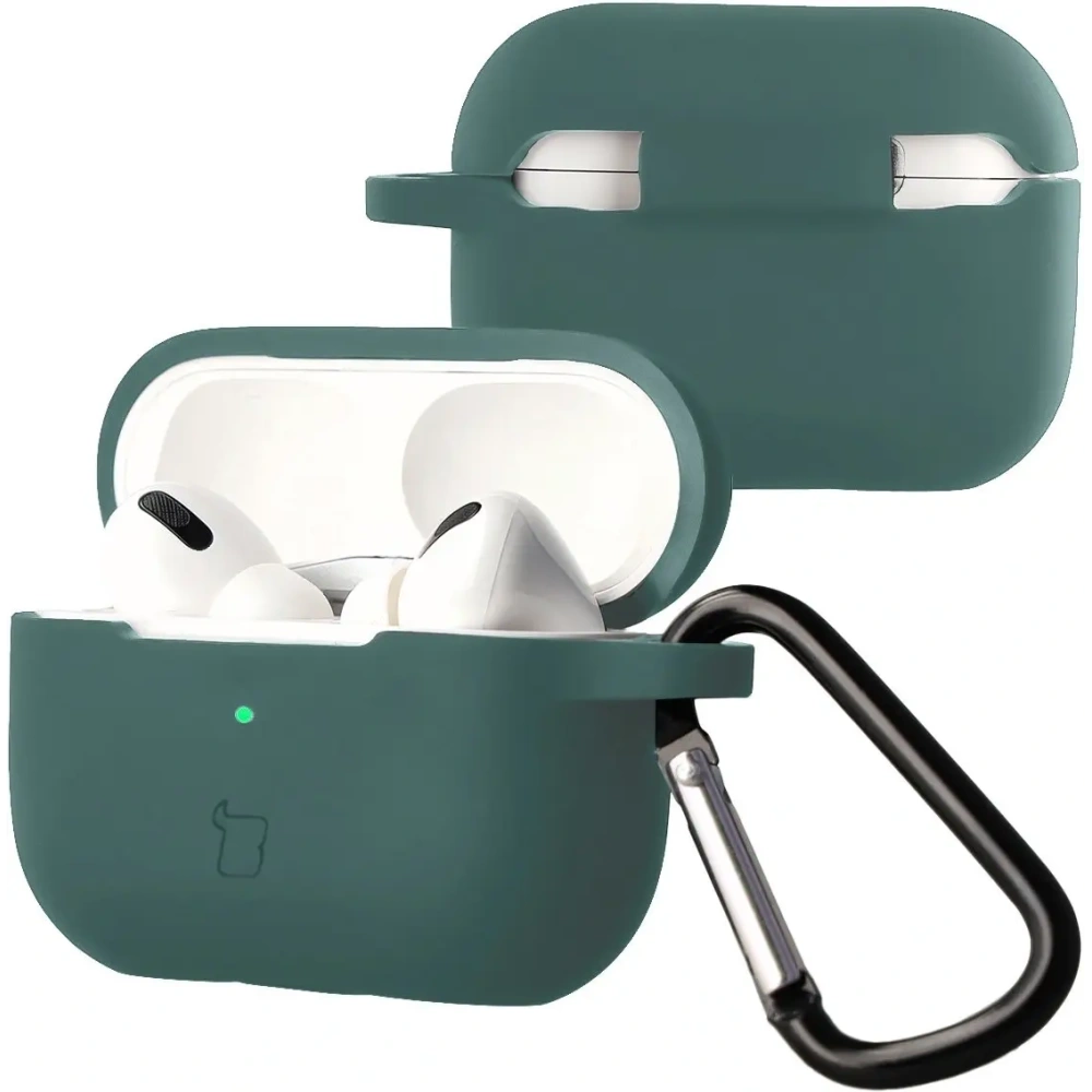 Silikonowe etui z karabińczykiem Bizon Case Headphone Silicone do Apple AirPods Pro 2 ciemnozielone