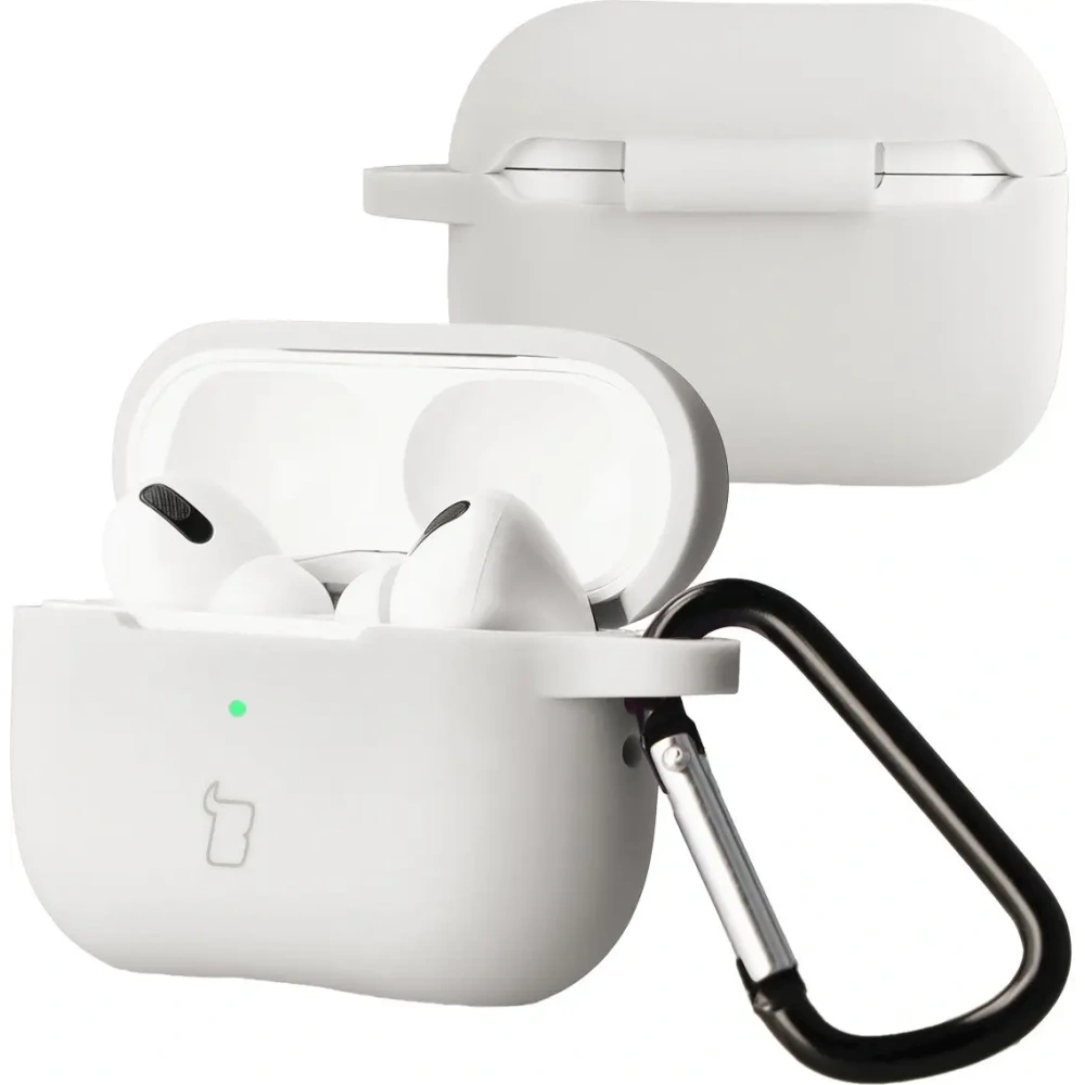 Silikonowe etui z karabińczykiem Bizon Case Headphone Silicone do Apple AirPods Pro 2 białe