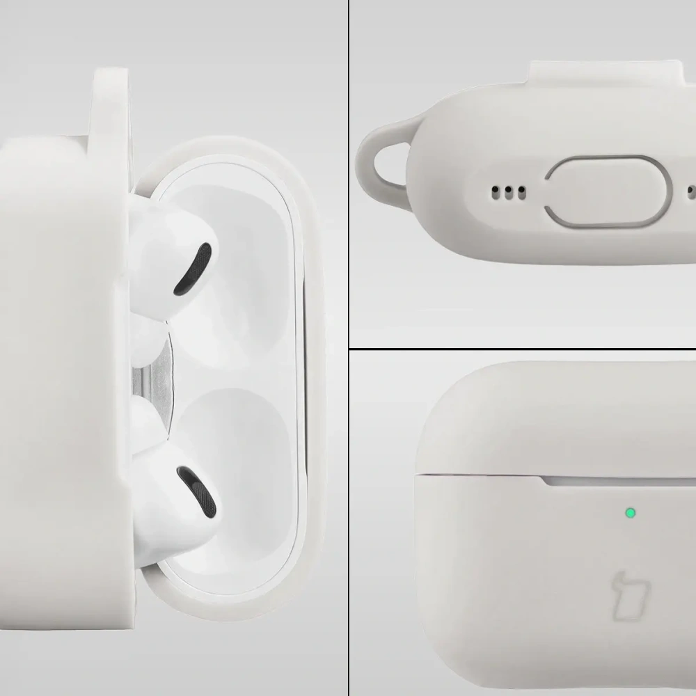 Silikonowe etui z karabińczykiem Bizon Case Headphone Silicone do Apple AirPods Pro 2 białe
