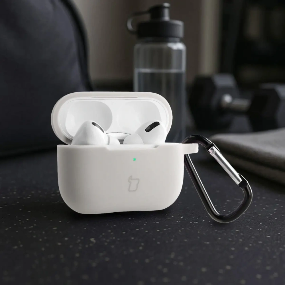 Silikonowe etui z karabińczykiem Bizon Case Headphone Silicone do Apple AirPods Pro 2 białe