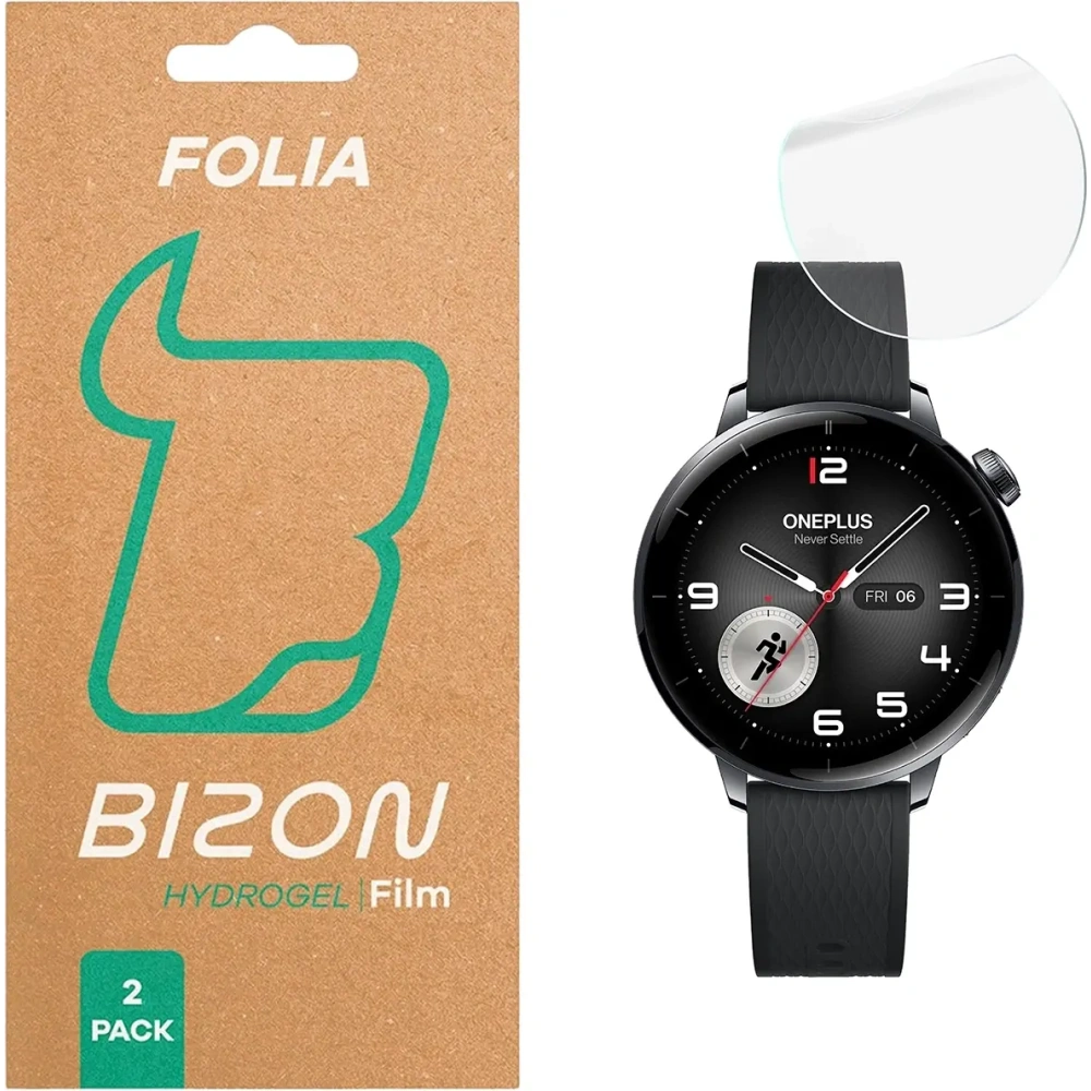 Folia hydrożelowa na ekran Bizon Glass Watch Hydrogel Duo do OnePlus Watch 3 43mm [2 PACK]