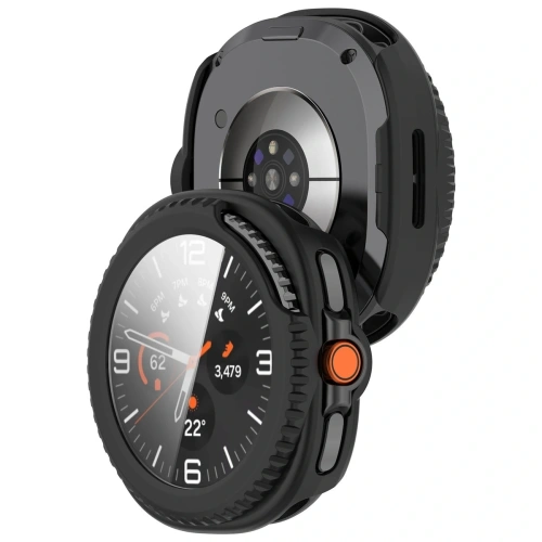 Etui ze szkłem do zegarka Bizon Case+Glass Watch do Samsung Galaxy Watch 8 Classic 46mm matowe czarne